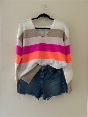 Loft stripe v-neck sweater
